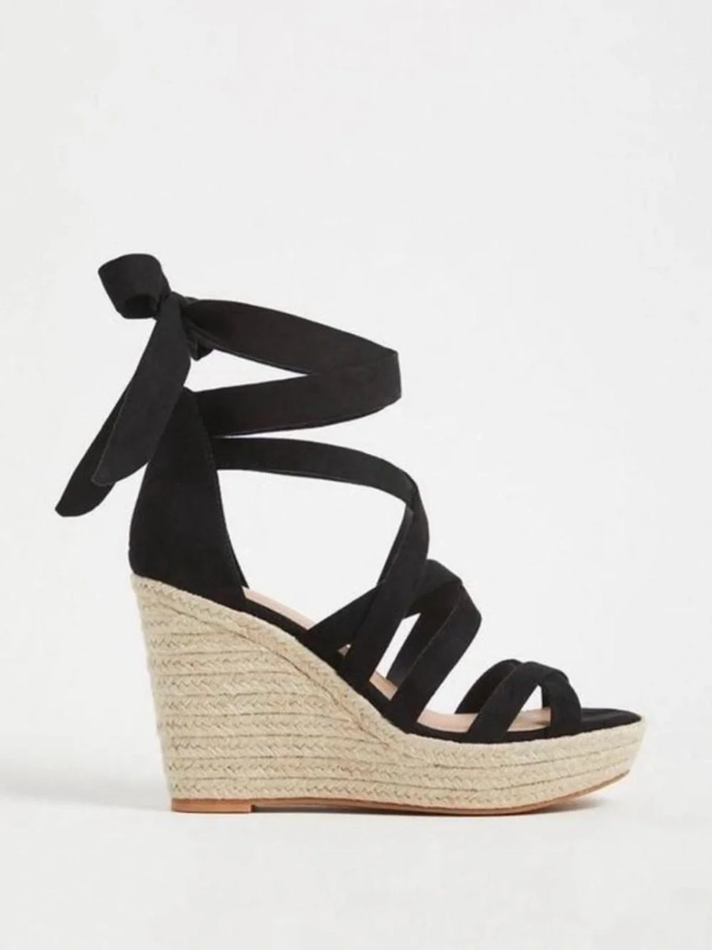 Torrid Black Strappy Espadrille Wedge Sandals size 10WW